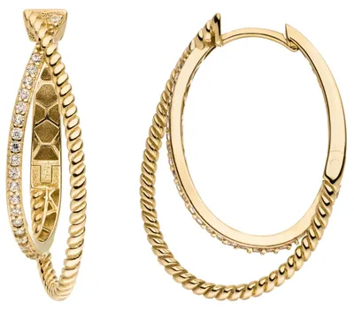 Produktbild von Ohrringe Creolen aus 333 Gold Gelbgold mit 44 Zirkonia 27,7x8,4mm glänzend