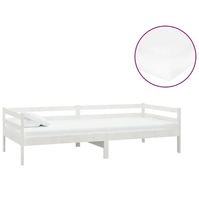Produktbild von Tagesbett mit Matratze 90x200 cm Weiß Kiefer Massivholz