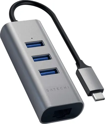 Produktbild von Satechi Type-C 2-in-1 3 Port USB 3.0 Hub & Ethernet Space Grau USB-C