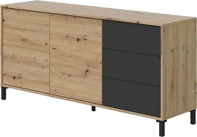 Produktbild von Sideboard >Brooklyn< in Nodi-Eiche/Anthrazit-Grau - 154x74x41 (BxHxT)