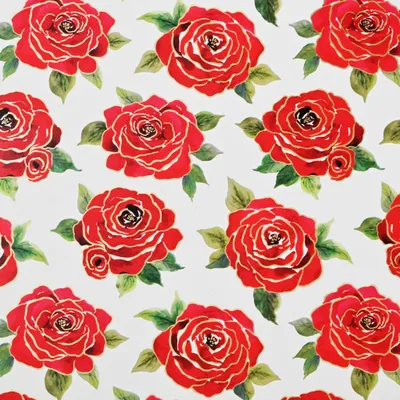 Produktbild von Geschenkpapier Rosen 70cm x 2m Rolle Rote Blumen Vintage Stil