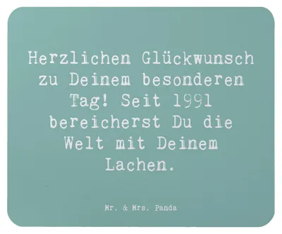 Produktbild von Mr. & Mrs. Panda Mouse Pad Spruch 1991 Geburtstag - Meeresbrise - Geschenk, Happy Birthday, herzliche Glückwünsche, Geburtsjahr, Geburtstagsgeschenk, laptop mousepad, 30.