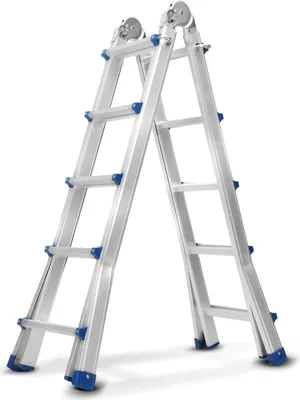 Obrázek produktu pro Hengda víceúčelový žebřík 4x5 hliníkový multifunkční žebřík teleskopický 513cm stříbrný do 150kg