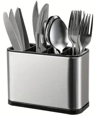 Besteckhalter 4-fach Edelstahl mit Abtropfschale 18x13x8,6 cm
