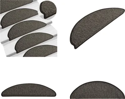 Immagine prodotto di vidaXL Tappetini per scale autoadesivi in Sisal 15 pezzi 65x21x4 cm Antracite - Tappetino per gradini - Tappeto per gradini - Tappeti per gradini