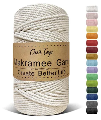 Image de Fil de macramé, 4 mm x 160 mètres, couleur blanche, idéal pour les projets créatifs
