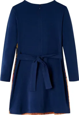 Produktbild von vidaXL Kinderkleid mit Langen Ärmeln Marineblau 128