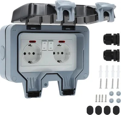 Produktbild von Fiqops Außensteckdose IP66 Wandsteckdosen Gartensteckdose Wasserdicht Steckdose Outdoor Steckdose mit Schalter Aufputz