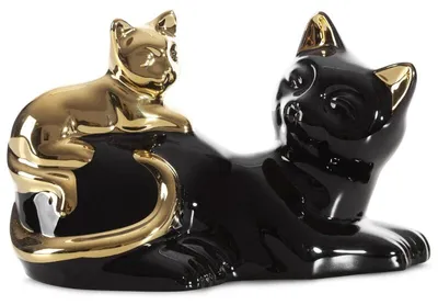 Zdjęcie produktu dla Figurka ceramiczna koty CAT 20X11X12 czrna+złota