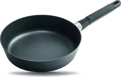 Image de Squality Poêle plate, Anthracite, 28cm⌀, 7cm de hauteur, 3l de volume, poignée ergonomique, Vitrocéramique/GAS