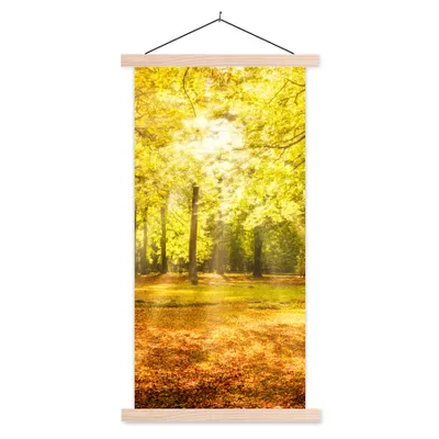 Produktbild von MuchoWow® Textilposter Baum - Natur - Sonne - Landschaft - Wald 40x80 cm mit holzfarbenen Rahmen - Wohnzimmer
