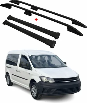 Image de Kit Barres de toit pour VW Caddy Maxi 2015-2020 L2 Long Alu Noir 4x