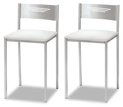 Obrázek produktu pro ASTIMESA Dva kuchyňské židle s opěradlem z umělé kůže, bílé barvy, výška sedáku 45 cm