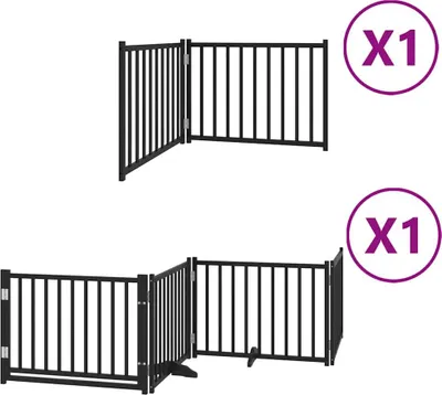 Immagine prodotto di vidaXL Cancelletto per cani 6 pezzi con porta pieghevole nero 480 cm in legno di pioppo