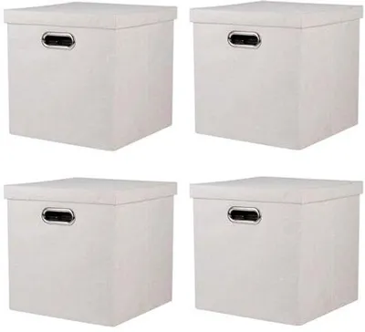 Produktbild von Famanu Aufbewahrungsboxen Set von 4 - Faltbar, Beige, 28 x 28 x 28 cm