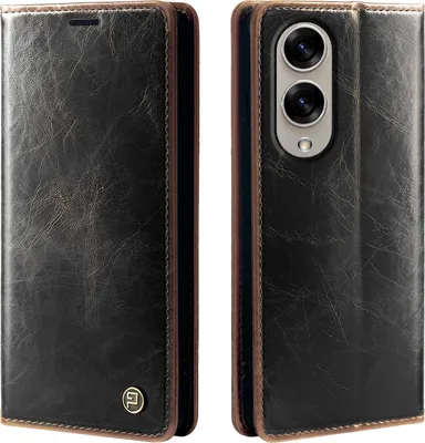 Produktbild von Handyhülle für Samsung Galaxy S25 Edge Kunstleder Flip Vintage Cover Hülle RFID Schutz Case Kartenfach Farbe: Dunkelbraun