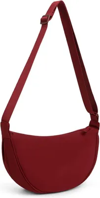 Image de Femme demi-lune Crossbody Sac à bandoulière Unicolore bandoulière réglable A-rouge