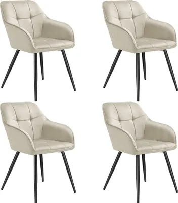 Image de Chaise MARILYN en velours - crème/noir, Lot de 4