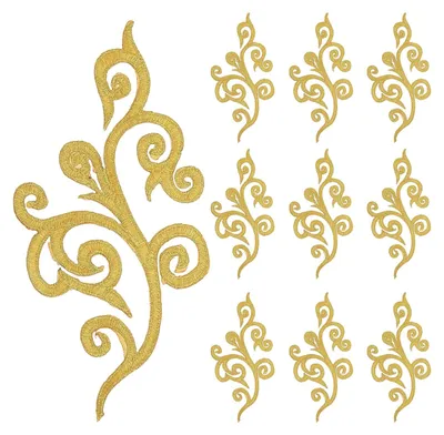 10er-Pack Stickapplikationen, 18,5 cm, gold, aufbügelbar