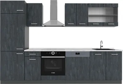 Immagine prodotto di Cucina componibile Vicco R-Line Calce nera/antracite 300 cm PL Marmo, Model 47418