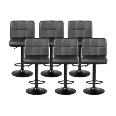 Produktbild von FURNIFY® 6er Set Barhocker ASTA | Höhenverstellbarer Kunstleder-Barstuhl mit Rückenlehne | Schwarz