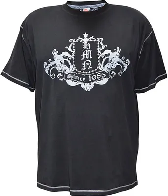 Produktbild von Übergrößen Designer T-Shirt HONEYMOON schwarz Wappen Metallnieten 4XL