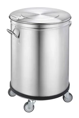 Zdjęcie produktu dla Pojemnik na odpady Saro na kółkach z pokrywą, 90 litrów, ze stali nierdzewnej, 201