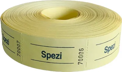 Produktbild von Bonrolle SPEZI gelb 1000 Abrisse perforiert fortlaufend nummeriert Gastromarke