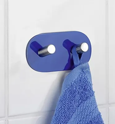 Produktbild von Wenko Wandhaken Duo Blau aus Edelstahl 1 Stück