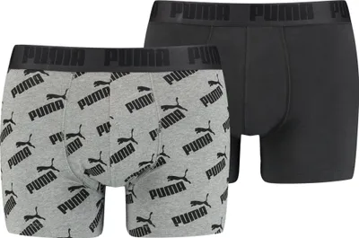 Produktbild von PUMA MEN AOP BOXER 2P dark grey melange/black M