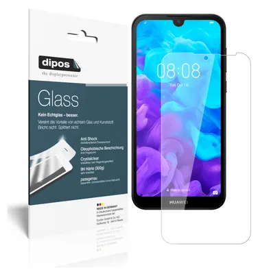 Produktbild von 2x Schutzfolie für Huawei Y5 (2019) - Anti-Shock 9H Folie dipos Glass Kunststoffglas