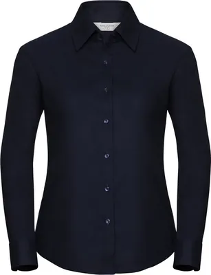 Image de Russell Collection Easy Care Oxford Bluse, Langarm BC1022 (S) (Marineblau)