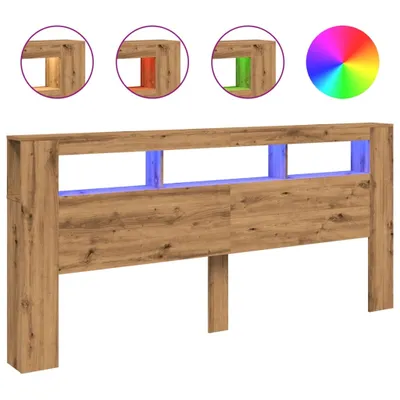Produktbild von vidaXL LED-Kopfteil Artisan-Eiche 220x18,5x103,5 cm Holzwerkstoff