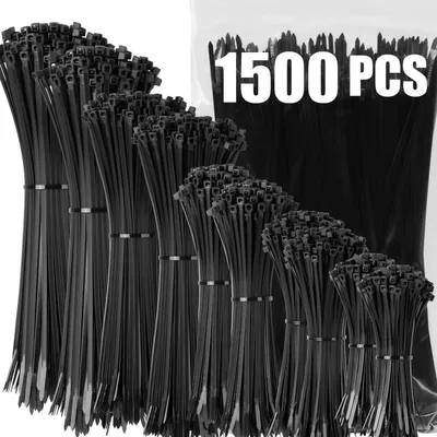 Produktbild von Kabelbinder Schwarz Set 1500 Stück 100/150/200/300 mm UV-Beständig Nylon