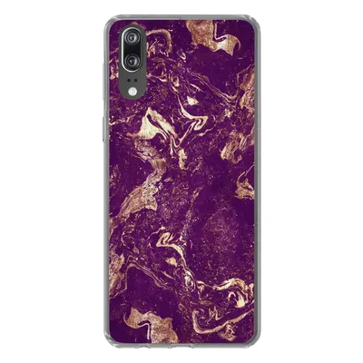 Produktbild von MuchoWow® Handyhülle Schutzhülle Hülle für Huawei P20 Naturstein - Kalkstein - Gold Silikon Softcase Handy Hülle - Hardcover