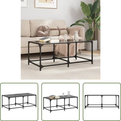 Immagine prodotto di The Living Store Tavolino con piano in vetro nero 98,5x50x40 cm in acciaio