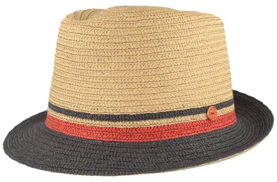 Mayser knautschbarer Trilby Strohhut Troy mehrfarbig in beige
