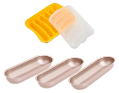 Produktbild von CANDeal Hotdog DIY Set, 3Pcs Antihaft-Hotdog Brötchen Formen, Langes Brot Antihaft-Toast Formen mit Silikon Wurst Formen für die Herstellung Hotdog