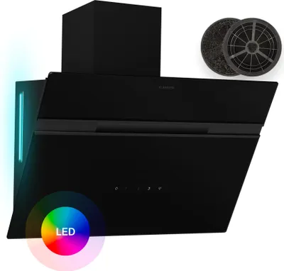 Image de Klarstein Alina hotte aspirante - 60 cm hotte murale, 600 m³/h, éclairage LED 9 couleurs, tactile, classe énergétique A, 52 dB, noire, recirculation & extraction