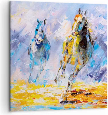 Produktbild von Bild auf Leinwand - Leinwandbild - Pferd Natur Tier - 50x50cm - Wand Bild - Wanddeko - Wandbilder - Leinwanddruck - Bilder - Kunstdruck - Wanddekoration - Leinwand bilder - Wandkunst - AC50x50-3434