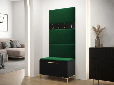 Immagine prodotto di Mobile da ingresso con pannelli imbottiti ANDORA 3 - nero / verde