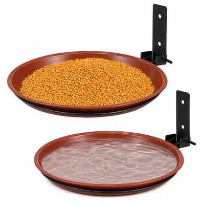 Produktbild von Vogeltränke mit Futterstelle 2er Set, hängende Vogeltränke frostfest, für Garten, Balkon und Terrasse