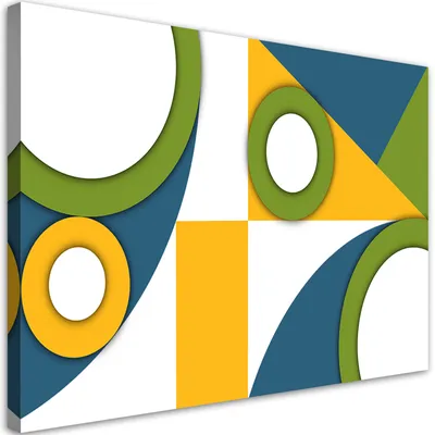Produktbild von Leinwandbild Geometrische Formen, abstrakt 100x70 Feeby Gold bild für die wand bereit zum aufhängen