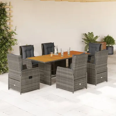Produktbild von Möbel 7-tlg. Garten-Essgruppe mit Kissen Grau Poly Rattan - Gartenmöbelset 3262785