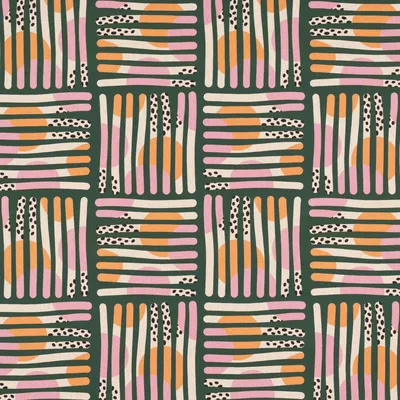 Produktbild von Dekostoff Meterware Baumwolle Mikela3 Streifen grün orange rosa 1,40m