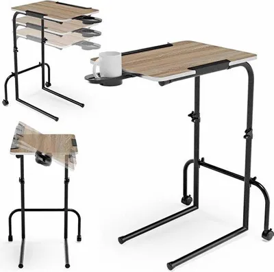 Produktbild von Famanu Höhenverstellbare Overbedtafel - Mit Rollen - Tragbare Tisch für Bett und Studium
