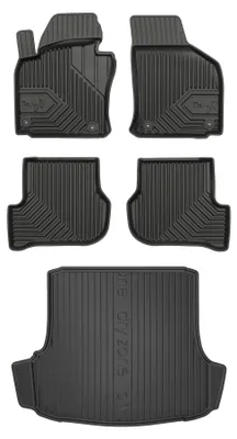 Productafbeelding van Rubberen automatten + kofferbakmat voor Skoda Octavia II 2004-2013 (liftback) – 5-delig, zwart, op maat – Wielganizator