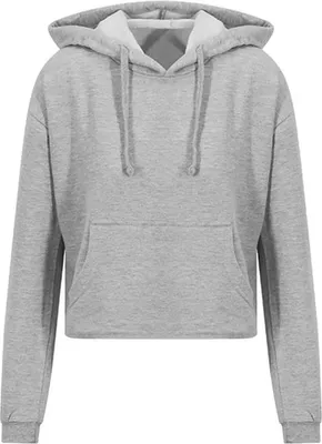 Produktbild von Just Hoods JH016 | Damen Cropped Hoodie - Weiche Baumwollaußenseite - Farbe: Heather Grey - Größe: L