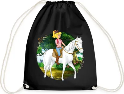 Produktbild von Spreadshirt Bibi Und Tina Ausritt Mit Sabrina Turnbeutel, One size, Schwarz