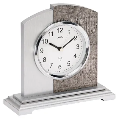 Produktbild von AMS F5144 Funk-Tischuhr mit Holzgehäuse und Design-Kunstleder
